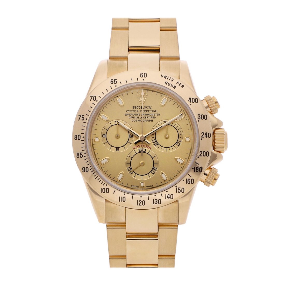 Rolex Daytona Cosmograph Auto 40mm Yellow Gold Mens Oyster Bracelet Watch: Condition:Pre-ownedBrand:RolexMPN:116528Movement:AutomaticCase Size:40mmWatch Shape:RoundCaseback:SolidFeatures:Chronograph, TachymeterGender:MenBand Material:Yellow goldBand Color:Yellow goldBuckle T