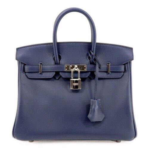 HERMES Birkin 25 Veau Swift Blue Silver Metal Fittings Women's Handbag: Condition:Pre-ownedBrand / manufacturer : HERMESProduct name :HERMES Birkin 25 Veau Swift Blue Silver Metal Fittings Women's HandbagMaterial : Veau SwiftProduct rank : Second-hand goodsSize : 18.5 cm