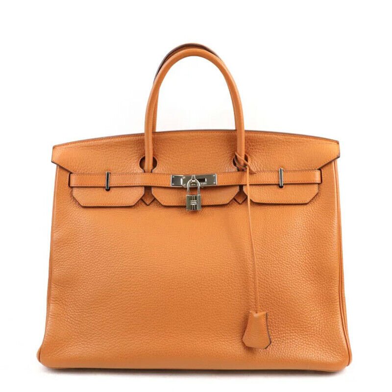 HERMES Birkin 40 Taurillon Clemence Orange Silver Metal Fittings Women's Handbag: Condition:Pre-ownedBrand / manufacturer : HERMESProduct name : HERMES Birkin 40 Taurillon Clemence Orange Silver Metal Fittings Women's HandbagMaterial : Taurillon ClemenceProduct rank : Second-hand g