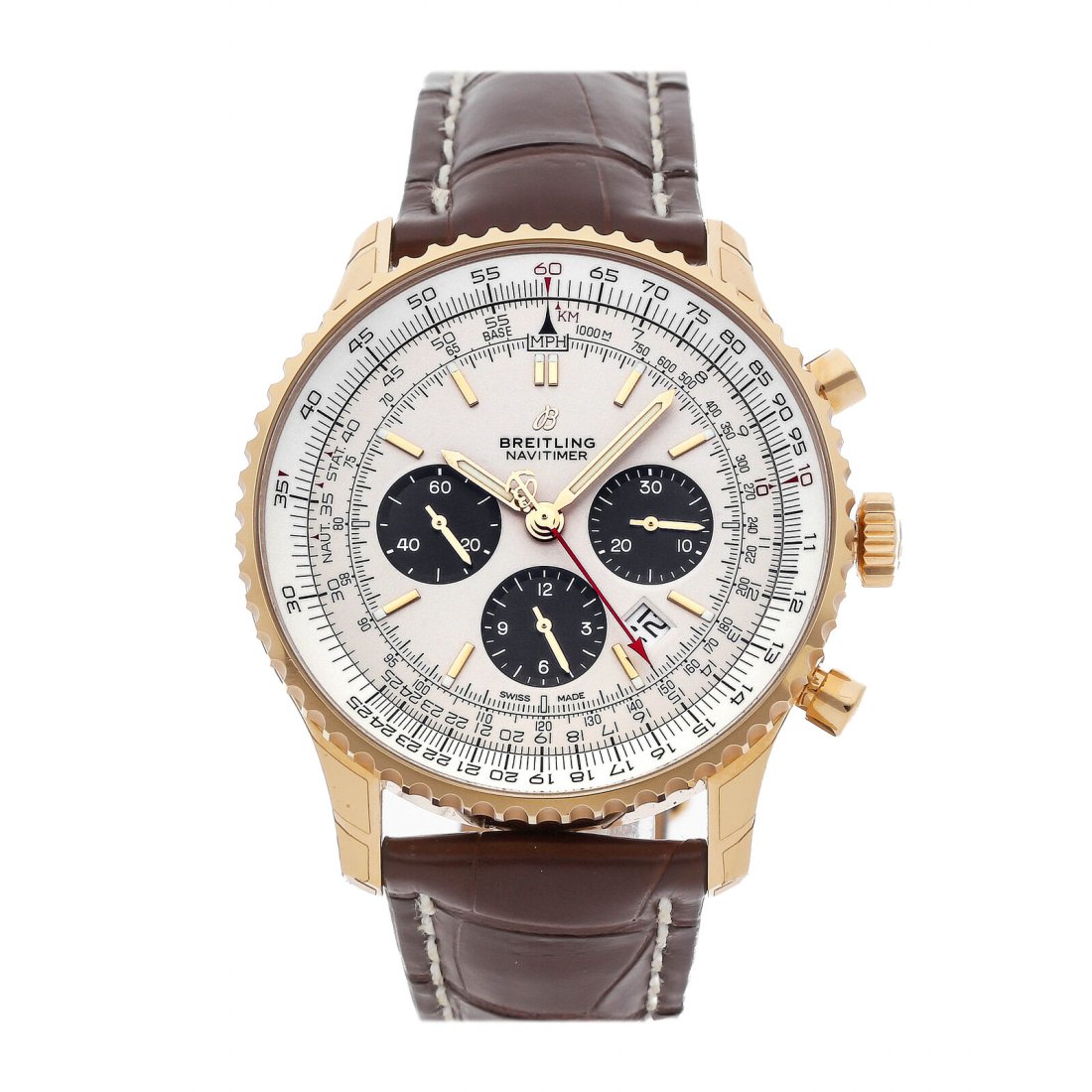 Breitling Navitimer B01 Chrono Auto Rose Gold Mens Watch Date RB0127121G1P2: Condition:Pre-ownedStyle:Casual, Dress, SportBuckle Type:Deployant BuckleDial Color:Gray, SilverHour Markers:IndexDepartment:MenType:WristwatchesMovement:AutomaticBand Material:AlligatorBrand:Breitlin