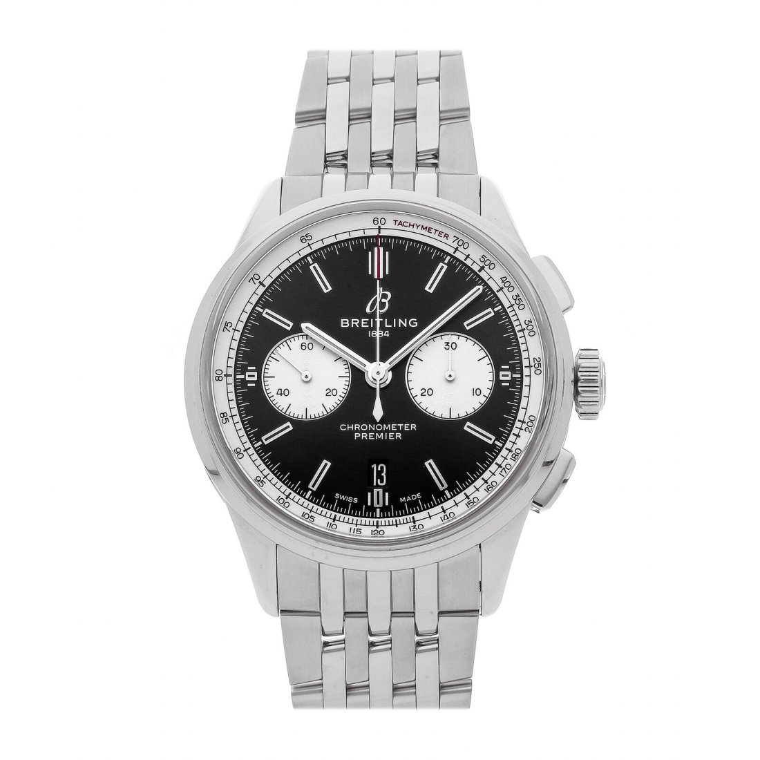 Breitling Premier B01 Chrono Auto Steel Mens Bracelet Watch Date AB0118371B1A1: Condition:Pre-ownedBrand:BreitlingMovement:AutomaticCase Size:42mmHour Markers:IndexWatch Shape:RoundCaseback:ExhibitionFeatures:Chronograph, Date, TachymeterGender:MenBand Material:Stainless SteelBan