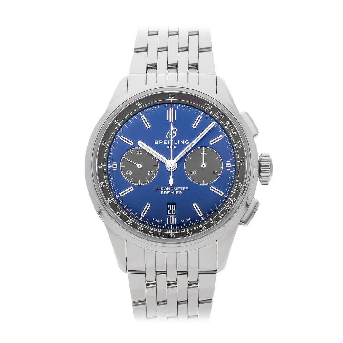 Breitling Premier B01 Chrono Auto 42mm Steel Mens Bracelet Watch AB0118A61C1A1: Condition:Pre-ownedBrand:BreitlingMovement:AutomaticCase Size:42mmHour Markers:IndexWatch Shape:RoundCaseback:ExhibitionFeatures:Chronograph, Date, TachymeterGender:MenBand Material:Stainless steelBan