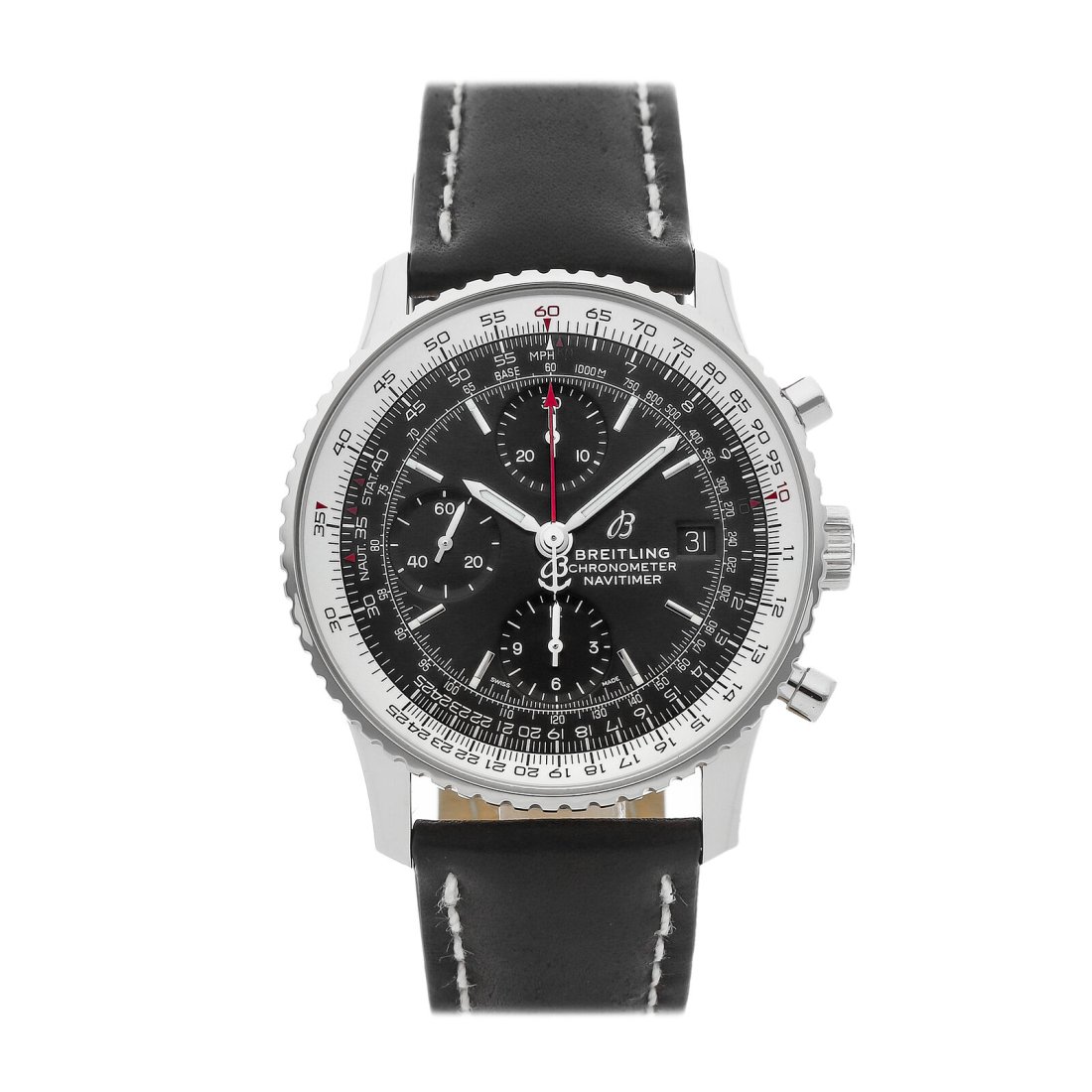 Breitling Navitimer Chronograph Steel Automatic 41mm Mens Watch A13324121B1X1: Condition:Pre-ownedBrand:BreitlingMovement:AutomaticCase Size:41mmHour Markers:IndexWatch Shape:RoundCaseback:SolidFeatures:Chronograph, Date, Slide RuleGender:MenBand Material:LeatherBand Color:Black