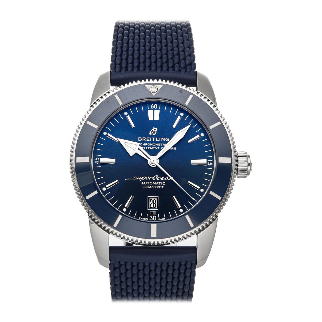 Breitling Superocean Heritage B20 Auto 46mm Steel Mens Strap Watch AB2020161C1S1: Condition:Pre-ownedBrand:BreitlingMovement:AutomaticCase Size:46mmHour Markers:IndexWatch Shape:RoundCaseback:SolidFeatures:DateGender:MenBand Material:RubberBand Color:BlueBuckle Type:Deployant Buckl