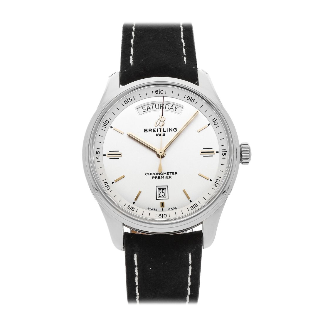 Breitling Premier Day & Date Automatic 40mm Steel Mens Strap Watch A45340211G1X4: Condition:Pre-ownedBrand:BreitlingMovement:AutomaticCase Size:40mmHour Markers:IndexWatch Shape:RoundCaseback:SolidFeatures:Date, DayGender:MenBand Material:LeatherBand Color:BlackBuckle Type:Tang Buc