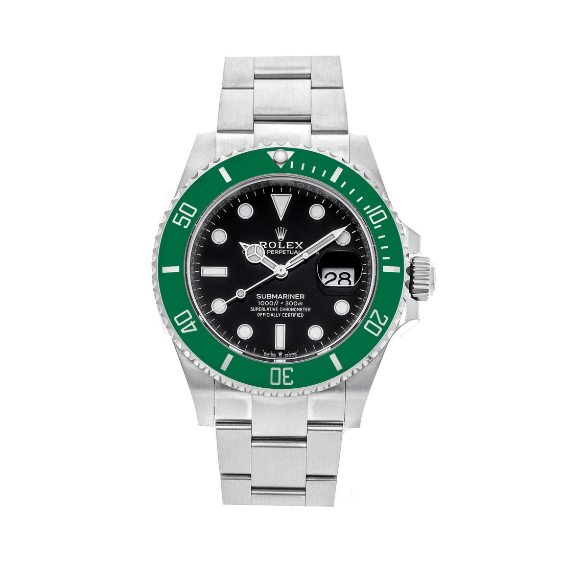 Rolex Submariner Kermit Automatic 41mm Steel Mens Oyster Bracelet Watch 126610LV: Condition:Pre-ownedBrand:RolexMovement:AutomaticCase Size:41mmHour Markers:Index, DotWatch Shape:RoundCaseback:SolidFeatures:DateGender:MenBand Material:Stainless SteelBand Color:SilverBuckle Type:Fol