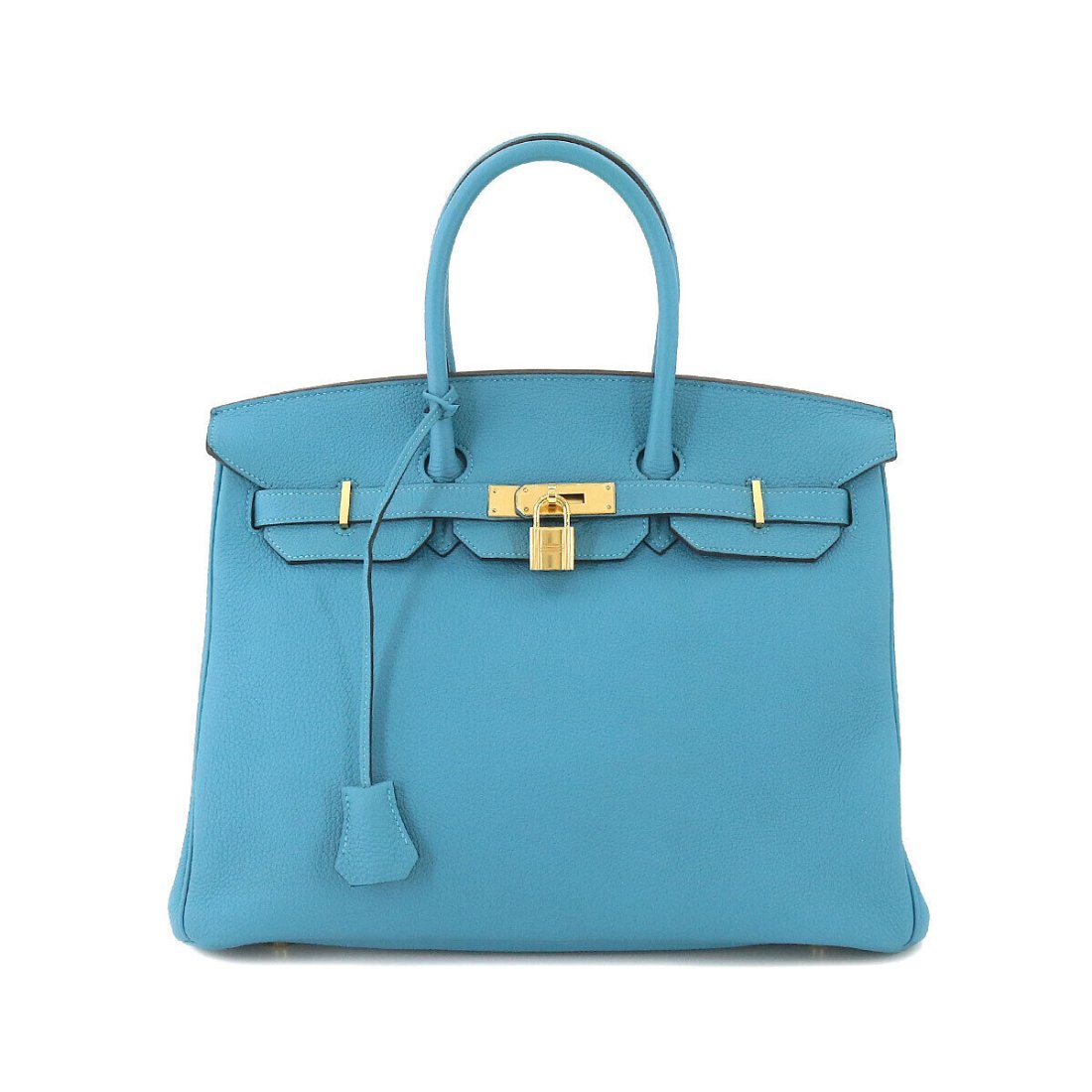 HERMES Birkin 35 Hand Bag Togo Turquoise Purse Blue: Condition:Pre-owned Brand:HERMES Style:Hand Bag Exterior Material:Togo Exterior Color:Turquoise Department:Women Size W:13.78 inch Size H:11.42 inch Size D:7.28 inch Handl:11inch (28cm)