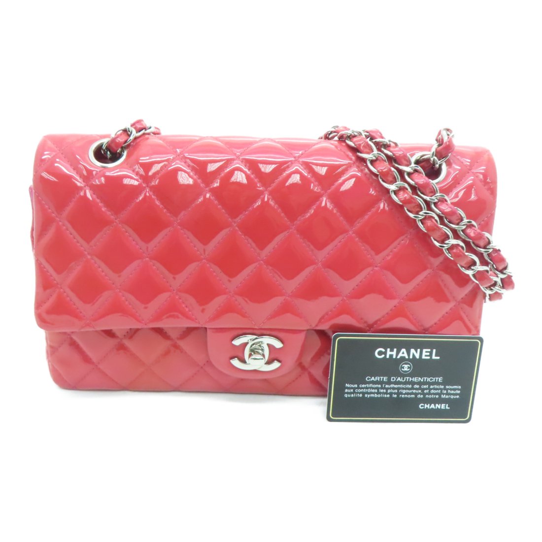 Chanel Quilted CC SHW Classic Chain Shoulder Bag Patent Leather Pink: Condition: Pre-ownedBrand Name: CHANELItem Name: Chanel Quilted CC SHW Classic Chain Shoulder Bag Patent Leather PinkColor: PinkMaterial: Patent leatherSize: W:25cmH:15cm x D:6.5cm(W:9.8" x H:5.9" x D