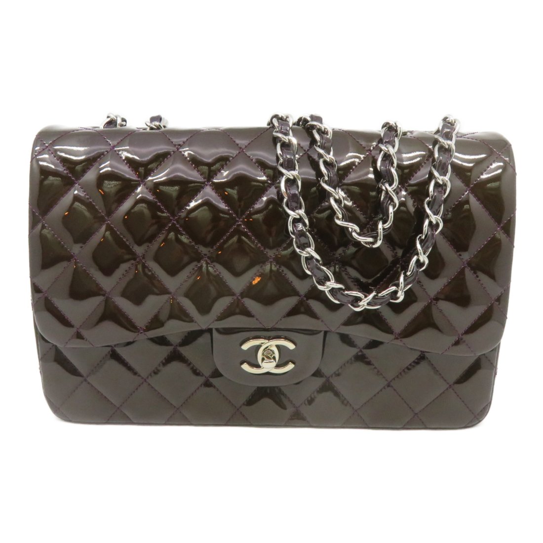 Chanel Quilted CC SHW Classic Flap Jumbo Bag Shoulder Bag Enamel Leather Purple: Condition: Pre-ownedBrand Name: CHANELItem Name: Chanel Quilted CC SHW Classic Flap Jumbo Bag Shoulder Bag Enamel Leather PurpleColor: PurpleÃ—PurpleMaterial: enamelSize: W:30cmH:20cm x D:8cm(W:11.