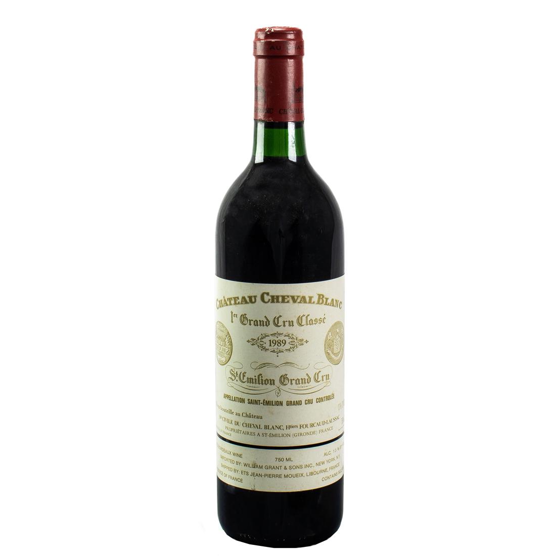 1989 Chateau Cheval Blanc, Premier Cru Classe A, St. Emilion BordeauxRed750ml: 1989 Chateau Cheval Blanc, Premier Cru Classe A, St. Emilion Bordeaux	Red	750ml 98D "Cheval Blanc saw 25% less rainfall than average in this vintage. Summer was hot but not a heatwave â€
