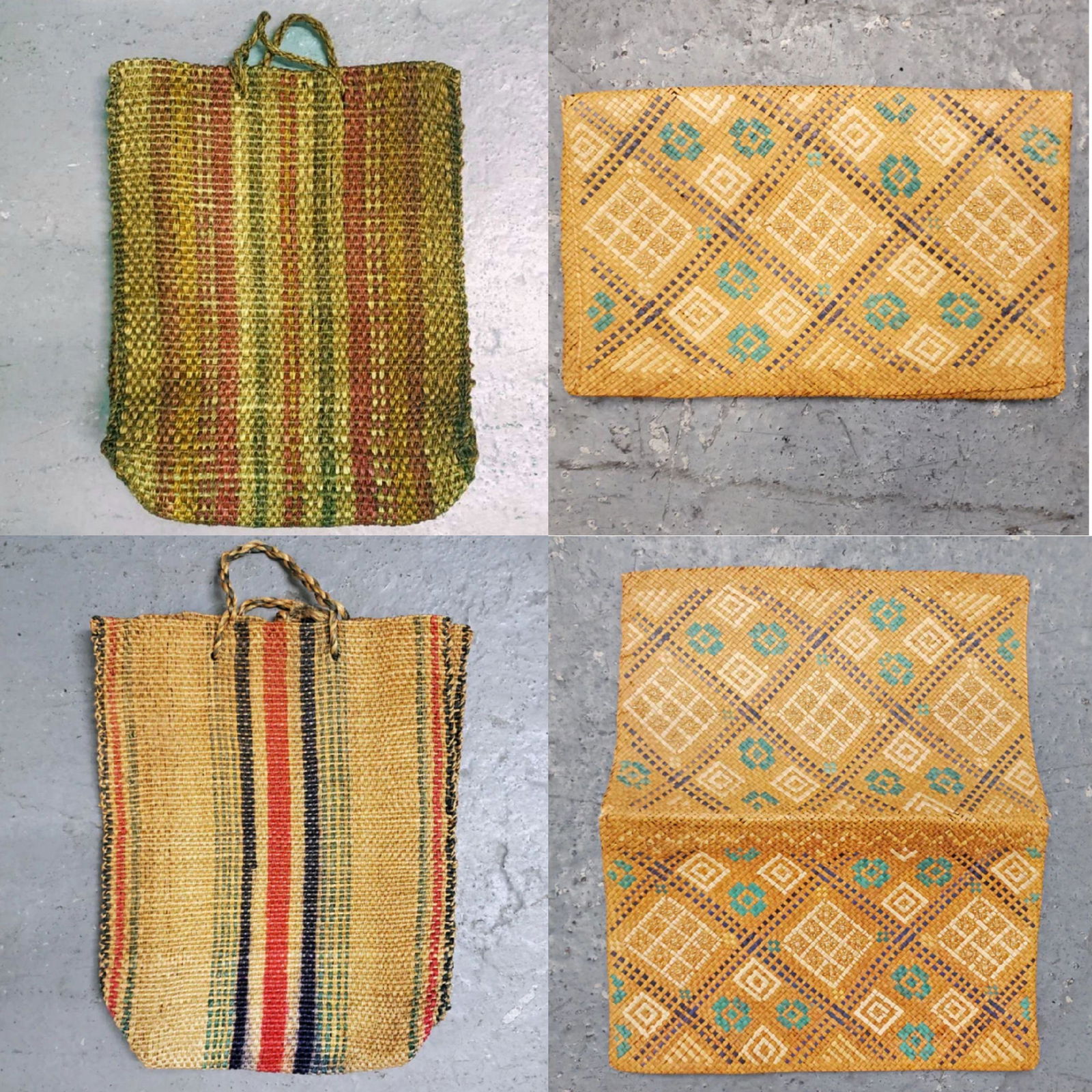 LOT:  RARE Vintage 1950s 1960s Novelty Straw Raffia Clutch + Souvenir Travel Totes (1 of 14)