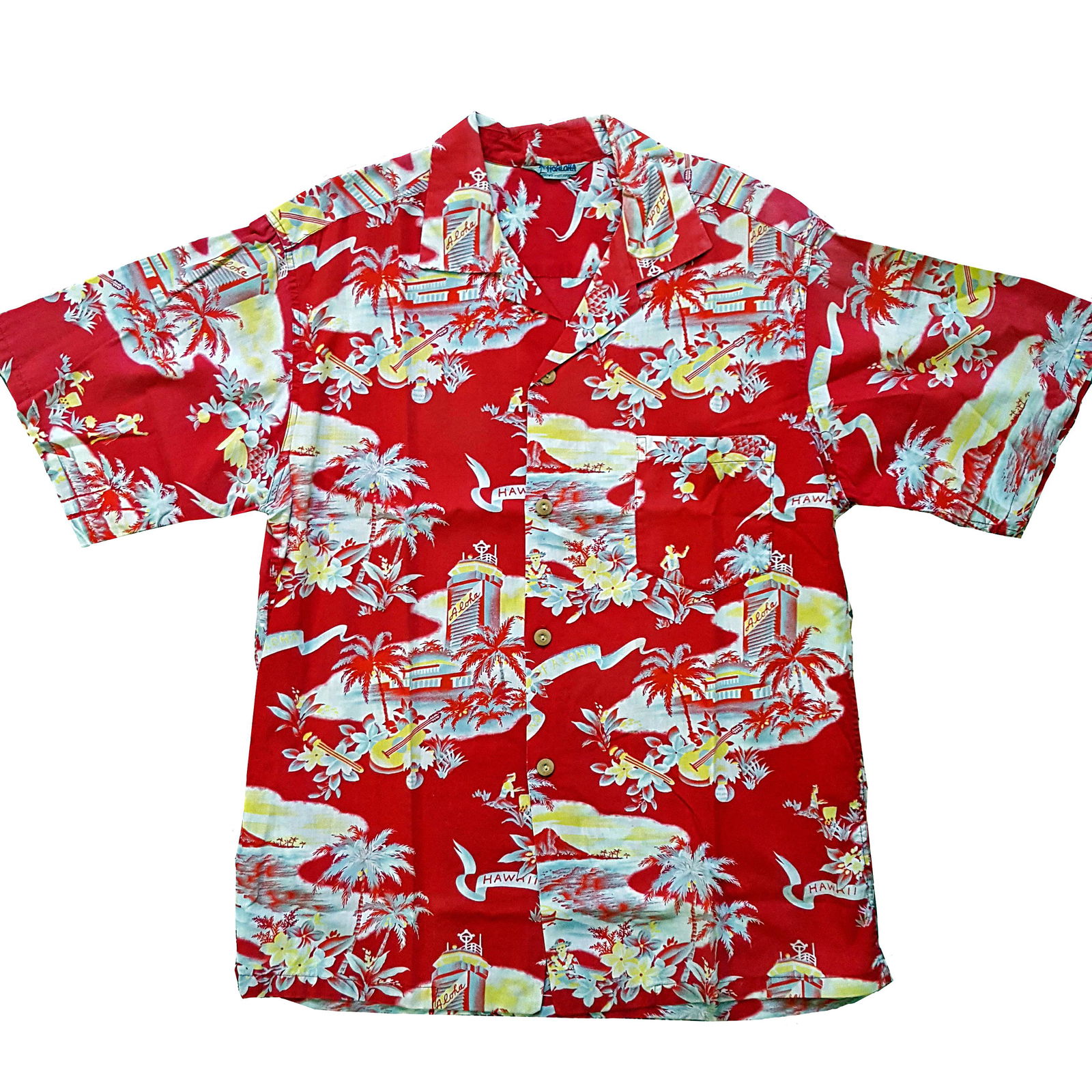 RARE Vintage 1950s Men's HOALOHA Short Sleeve Hawaiian Conversational Cotton Shirt (1 of 6)