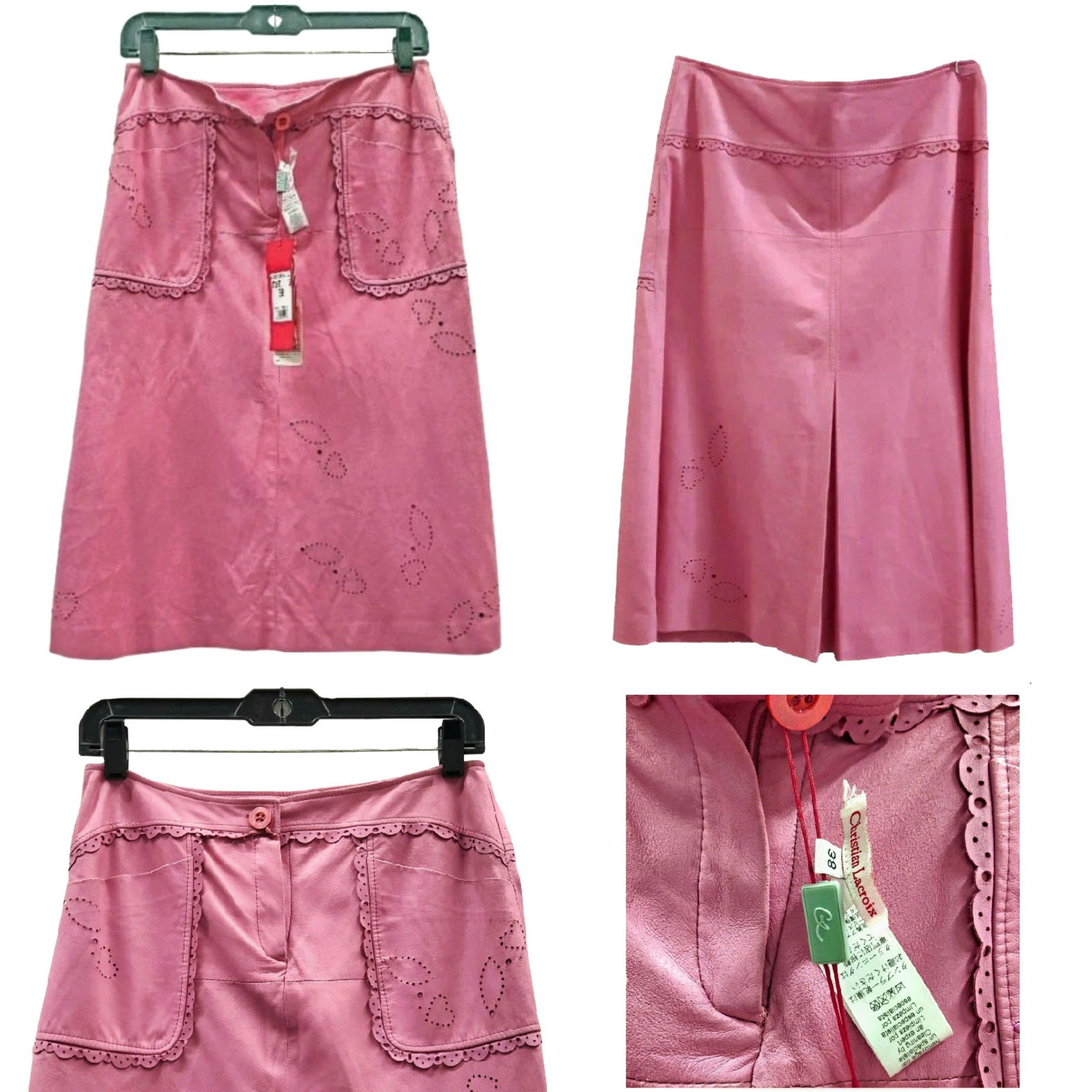 RARE Designer Vintage 1990s 2000s CHRISTIAN LACROIX Laser Cutwork Leather Skirt (1 of 11)