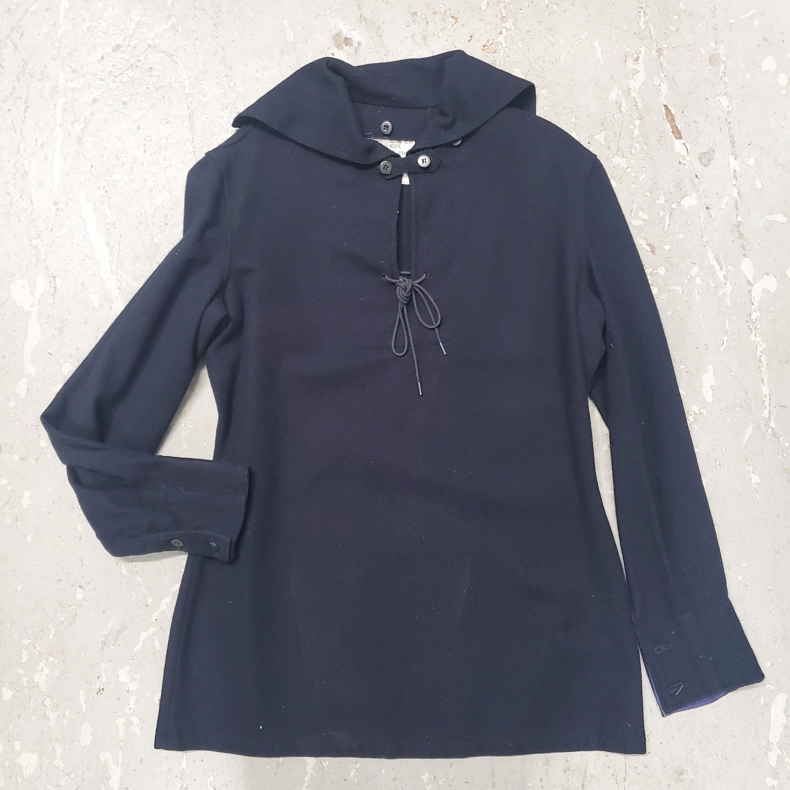 RARE Vintage 1950's C LOUIS WEBER German Military Lace Up Sailor Top: RARE Vintage 1970's C LOUIS WEBER German Military Sailor Lace Up Top Style #: V3PLSM10 Label: C LOUIS WEBER Manufactured: Germany Fabric: Wool Color: Dark Navy Condition: Very Good Used Vintage Size: 