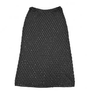 Vintage 1960s Allover Pattern Beaded Embellished Long Sweater Knit Skirt (Reserve $20): Style #: V3PSKW250 Label: Not Available Manufactured: USA Fabric: Wool Color: Black Condition: Good Used Vintage (Normal Wear from Normal Light Use w/Only Very Light Bead Loss (Undetectable) +