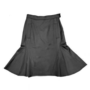 Vintage 2000s HUSSEIN CHALAYAN Panel Insert Flared Swing Skirt (Reserve $40): Style #: V3PSKW62 Label: HUSSEIN CHALAYAN Manufactured: Italy Fabric: Wool Color: Black Condition: Excellent Vintage (Appearing Unused) Size: 40 Waist: 13 1/2" Hip: 17" Length: 24"