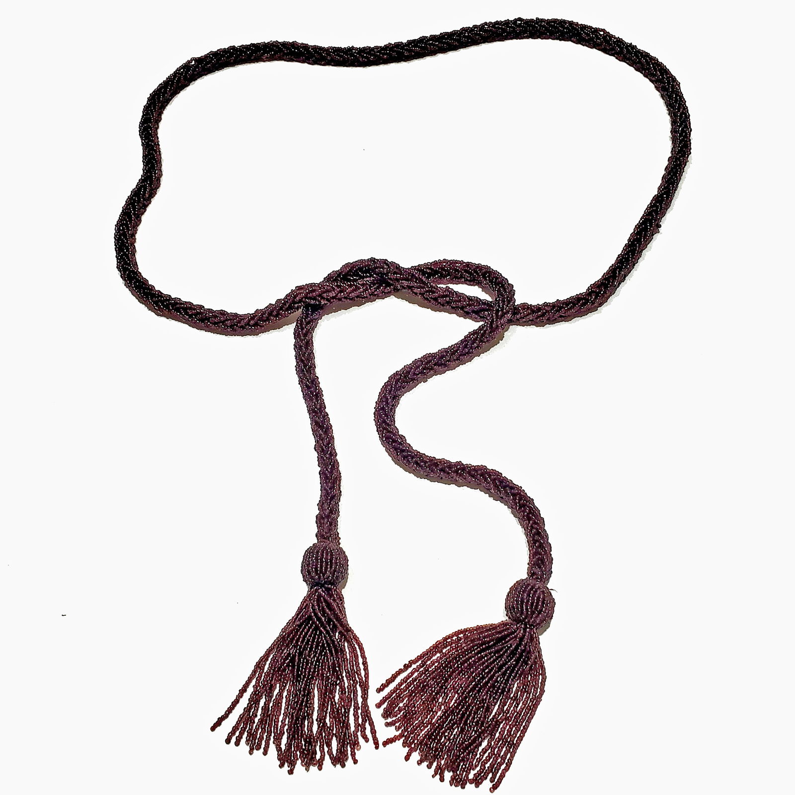 RARE Vintage 1920s 1930s Arts+Crafts Flapper Deco Beaded Braided Rope Belt (Reserve $60) (1 of 4)