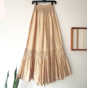 EXQUISITE Vintage 1920s-30s Victorian Edwardian Smocked Silk Long Skirt (Reserve $100): Style #: V3PSKW1000 Label: Not Available Manufactured: USA Fabric: Silk Color: Natural Condition: Very Good Period Vintage (Normal Light Wear from Normal Light Use + Age... No Real Flaws to