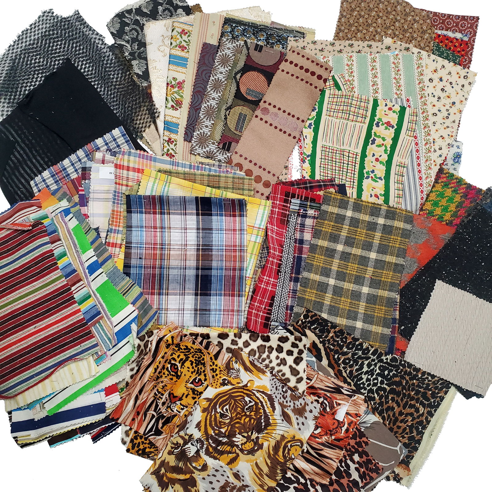 LOT:  110 Assorted Vintage 1940s-60s Fabric Swatches (Reserve $30) (1 of 8)