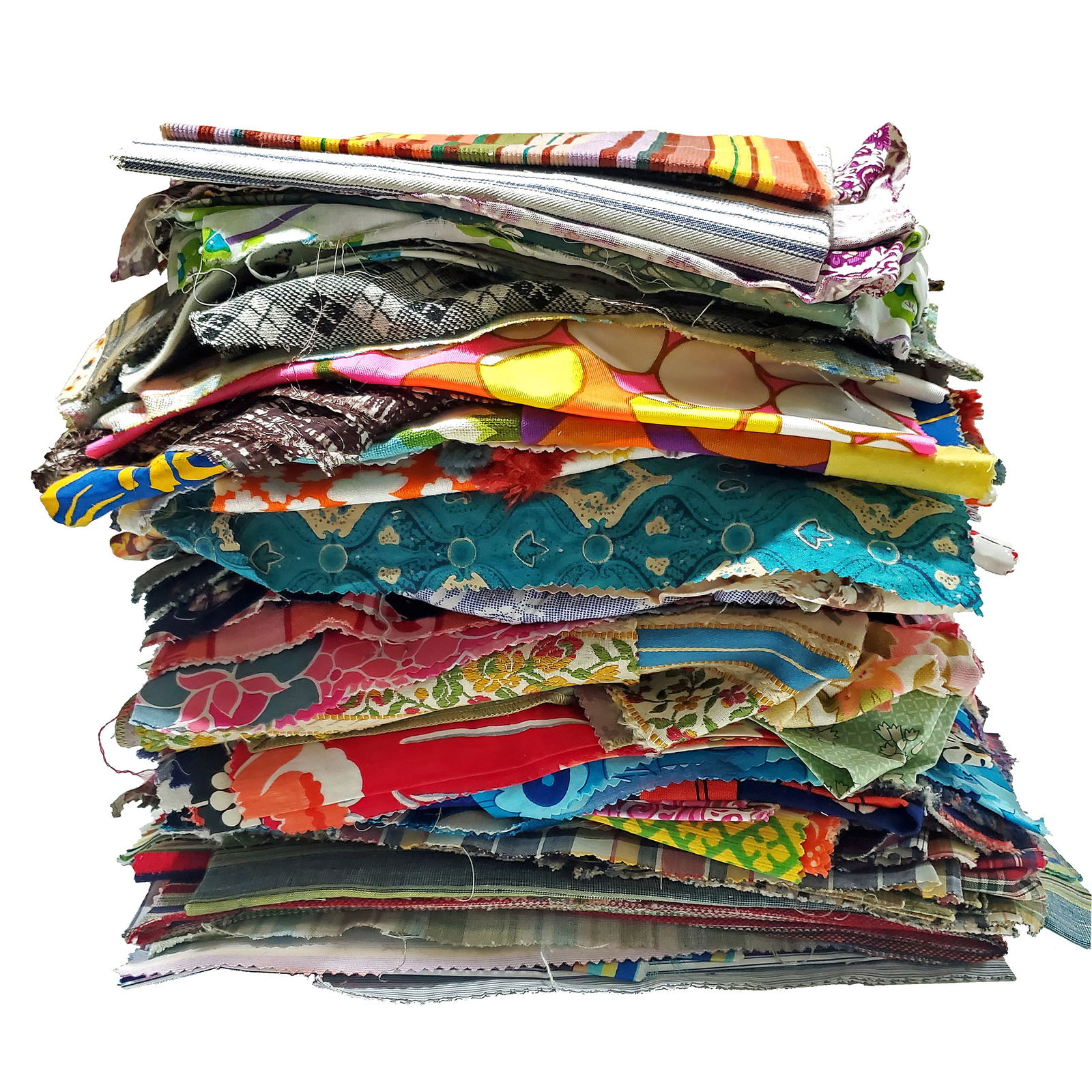 LOT:  Uncounted Very Large Assortment Vintage 1940s-1980s Fabric Swatches (Reserve $40) (1 of 5)