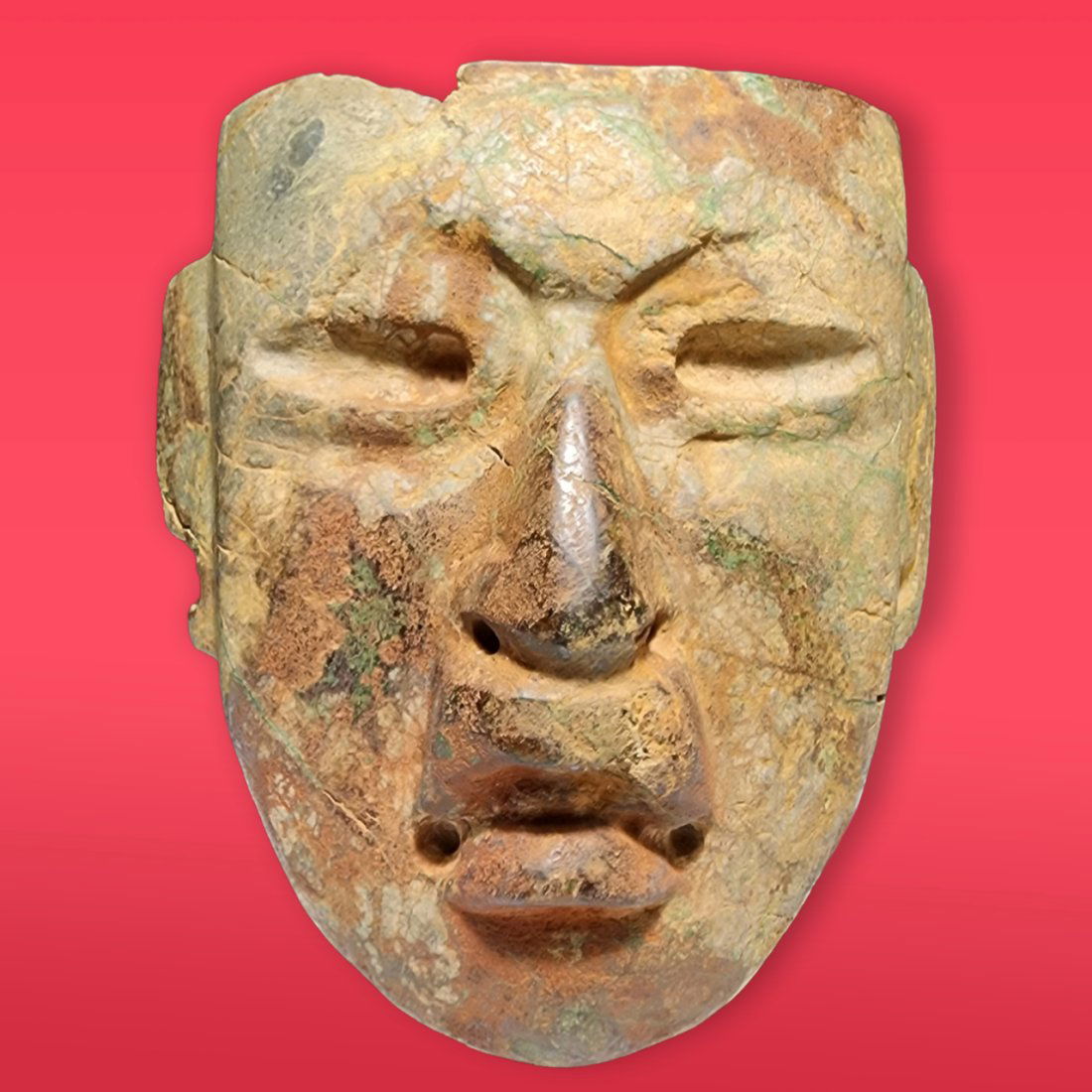 Pre-Columbian Olmec Style Green Stone Mask (1 of 5)