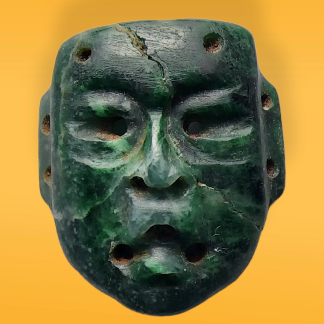 Pre-Columbian Olmec Style Jade Mask Pendant (1 of 4)
