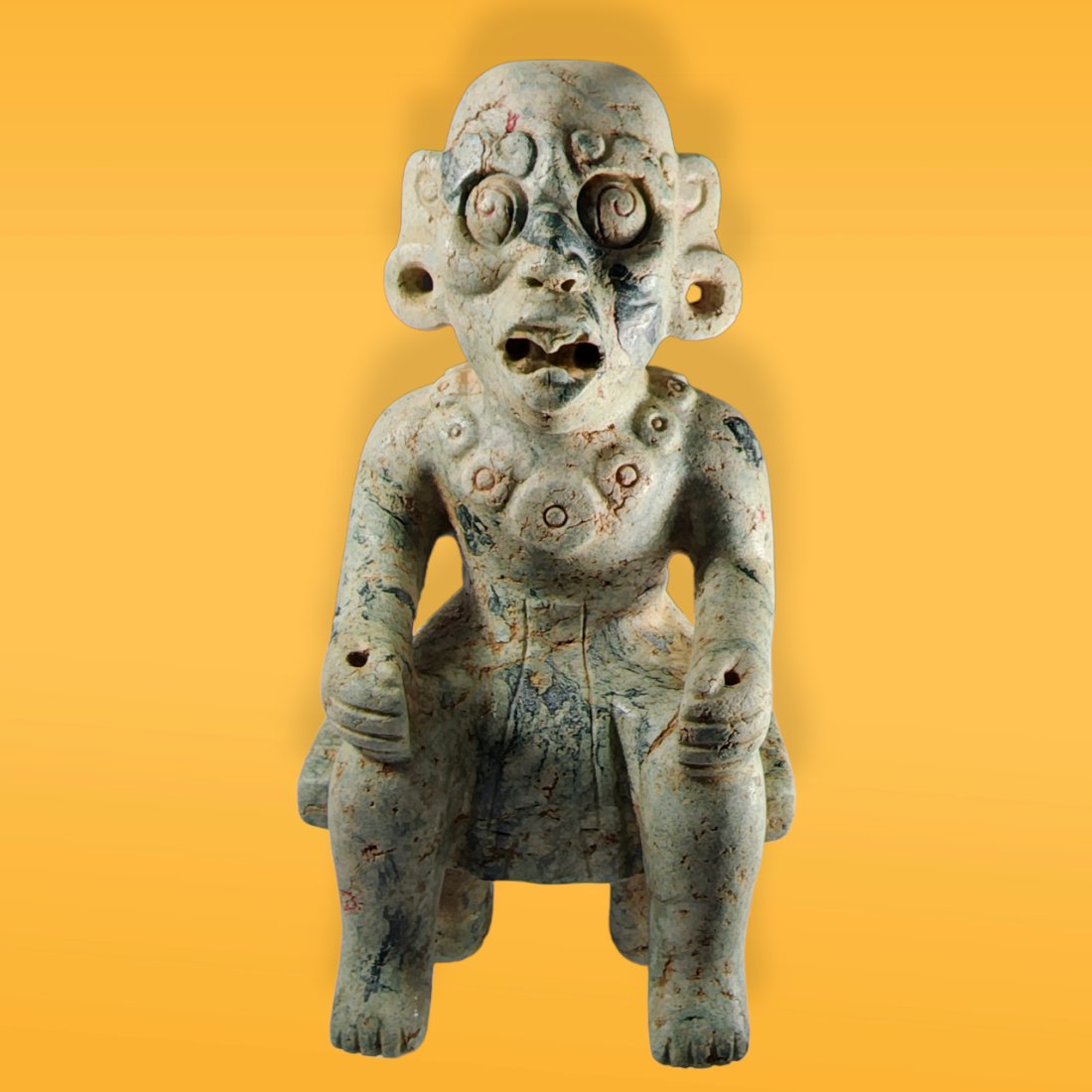 Pre-Columbian Mayan Style Jade Seated god Figure (1 of 4)