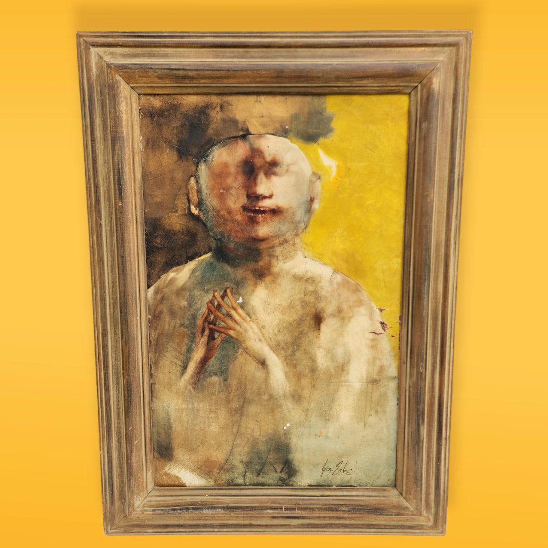 Large Joan Erbe Wood Framed Vintage Mid Century Modern Oil Painting (1 of 3)