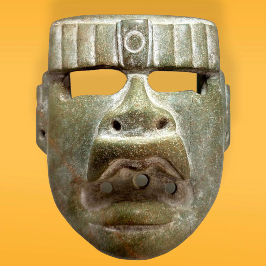 Pre-Columbian Olmec Green Stone Jaguar Mask (1 of 7)