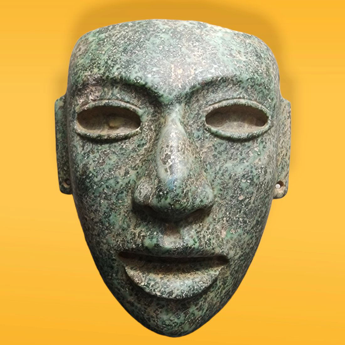 Pre-Columbian Teotihuacan Green Stone Mask (1 of 4)