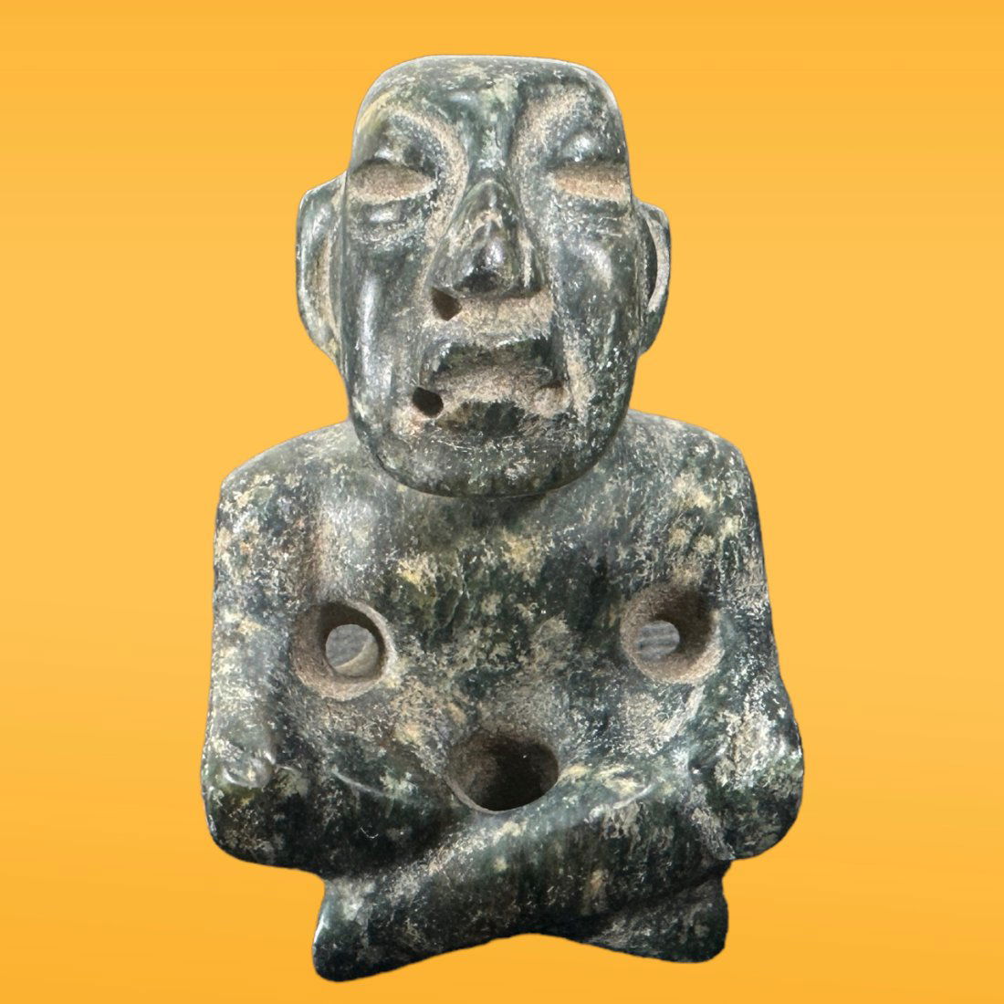 Pre-Columbian Olmec Style Seated Stone Figure (1 of 4)