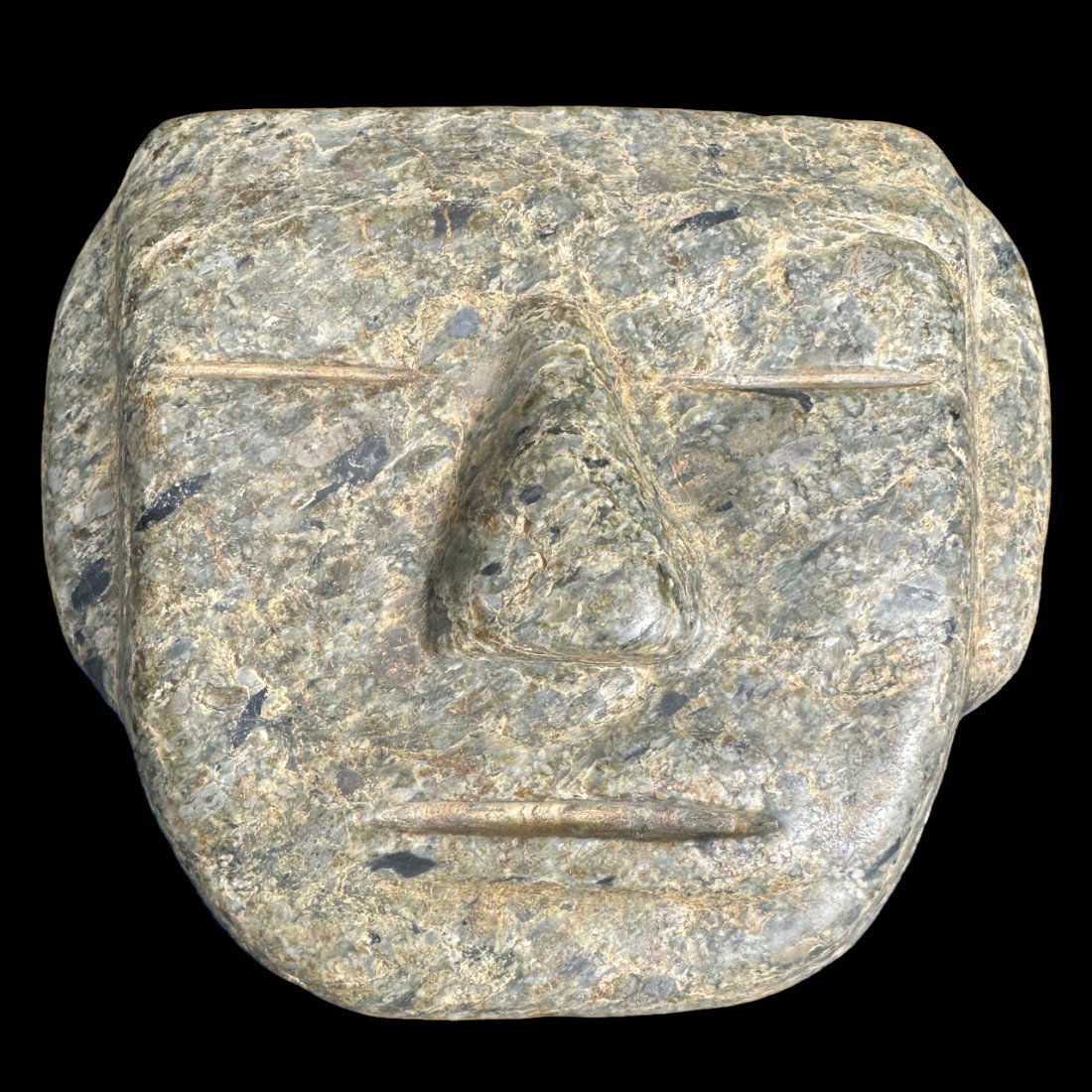 Pre-Columbian Chontal Green stone mask (1 of 2)