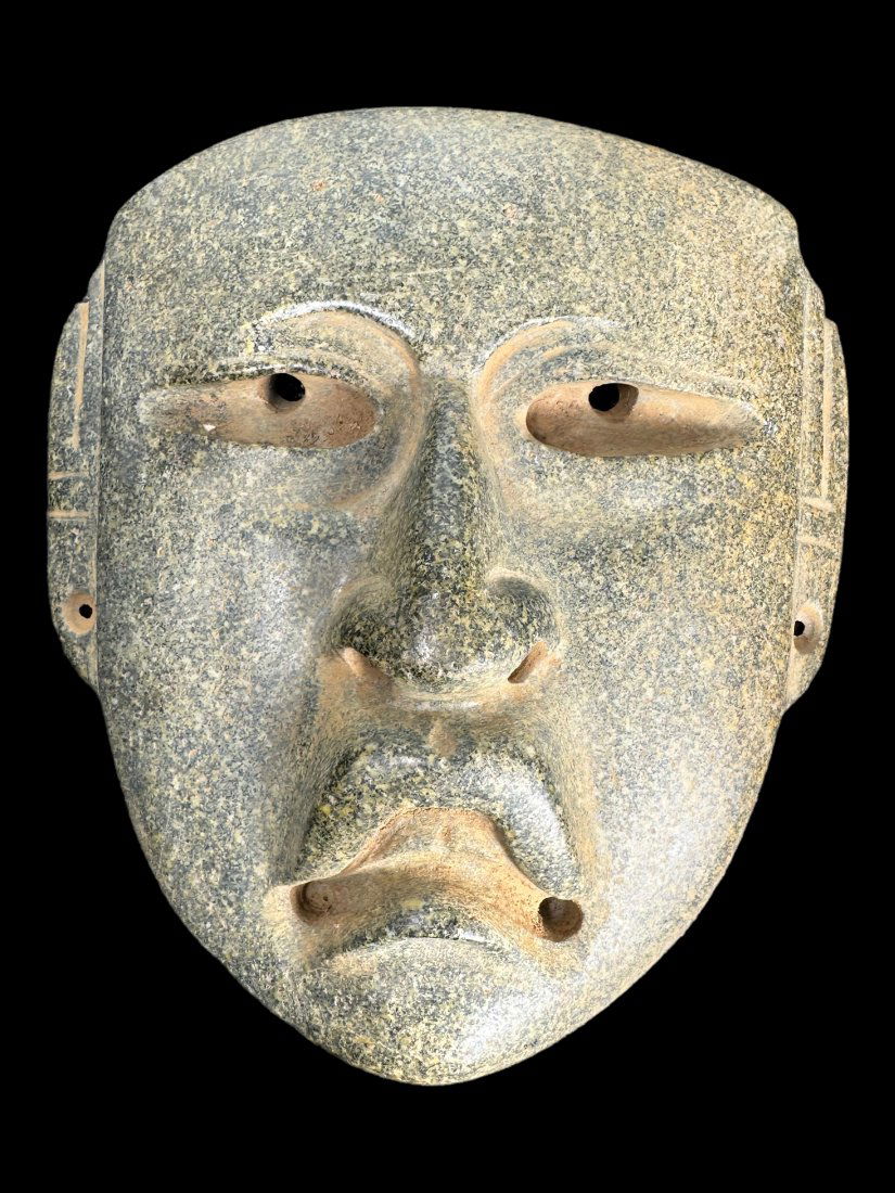 Pre-Columbian Olmec Green stone mask (1 of 2)