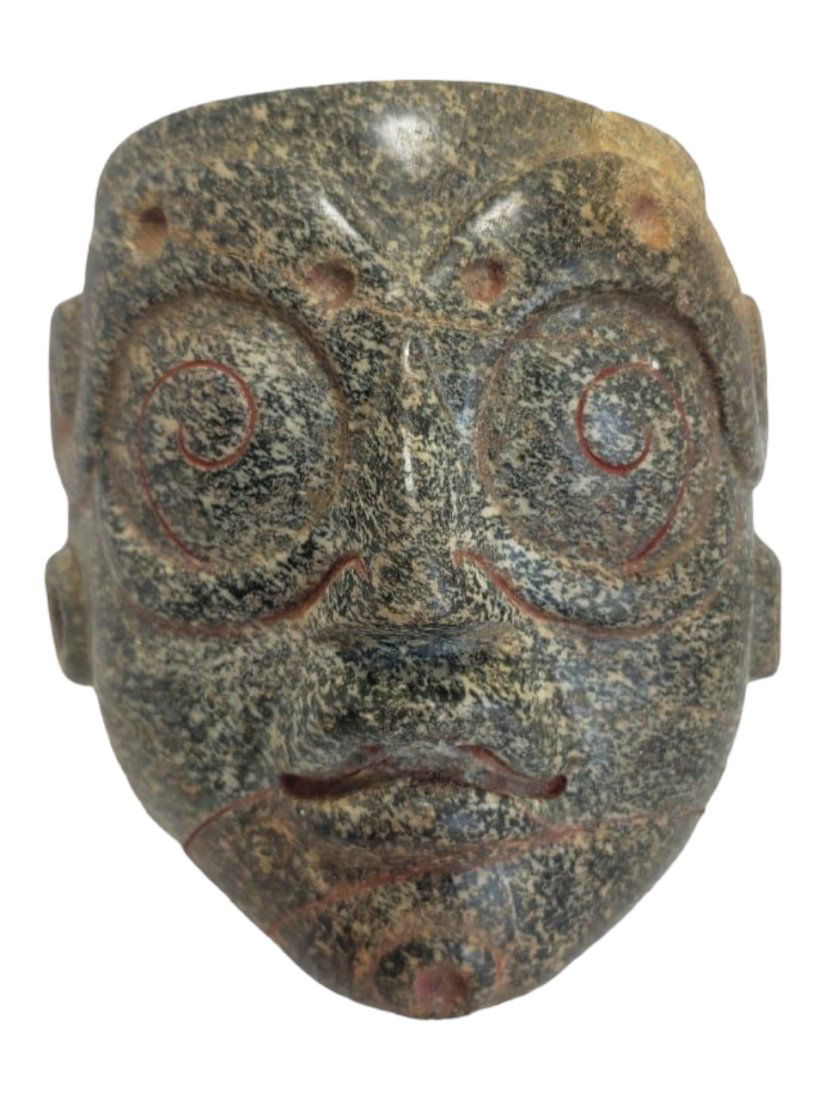 Pre-columbian Maya green stone god mask (1 of 3)