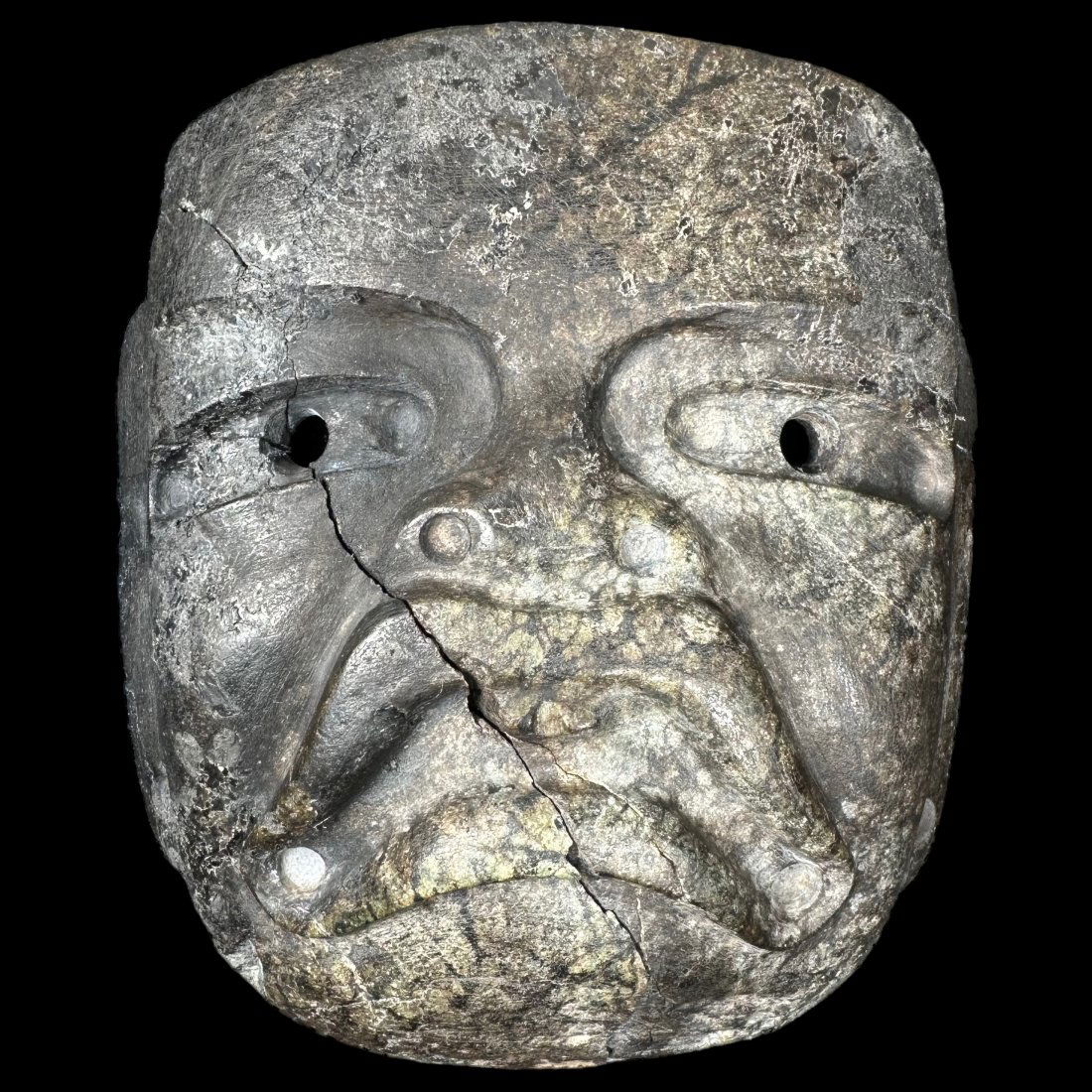 Pre-Columbian Olmec stone jaguar mask - Ex. Museum (1 of 2)