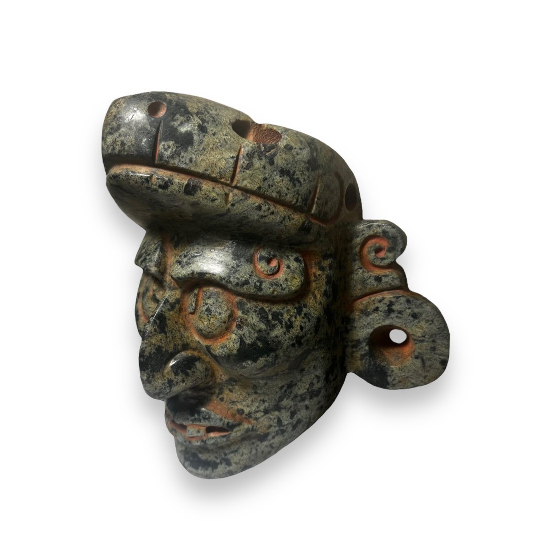 Pre-Columbian Maya green stone god mask (1 of 4)