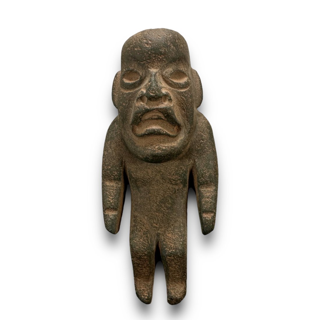 Pre-Columbian Olmec green stone hunchback figure (1 of 3)