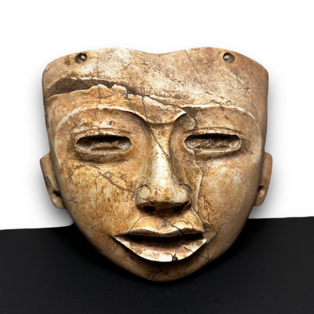 Pre-Columbian Teotihuacan alabaster funerary mask (1 of 2)