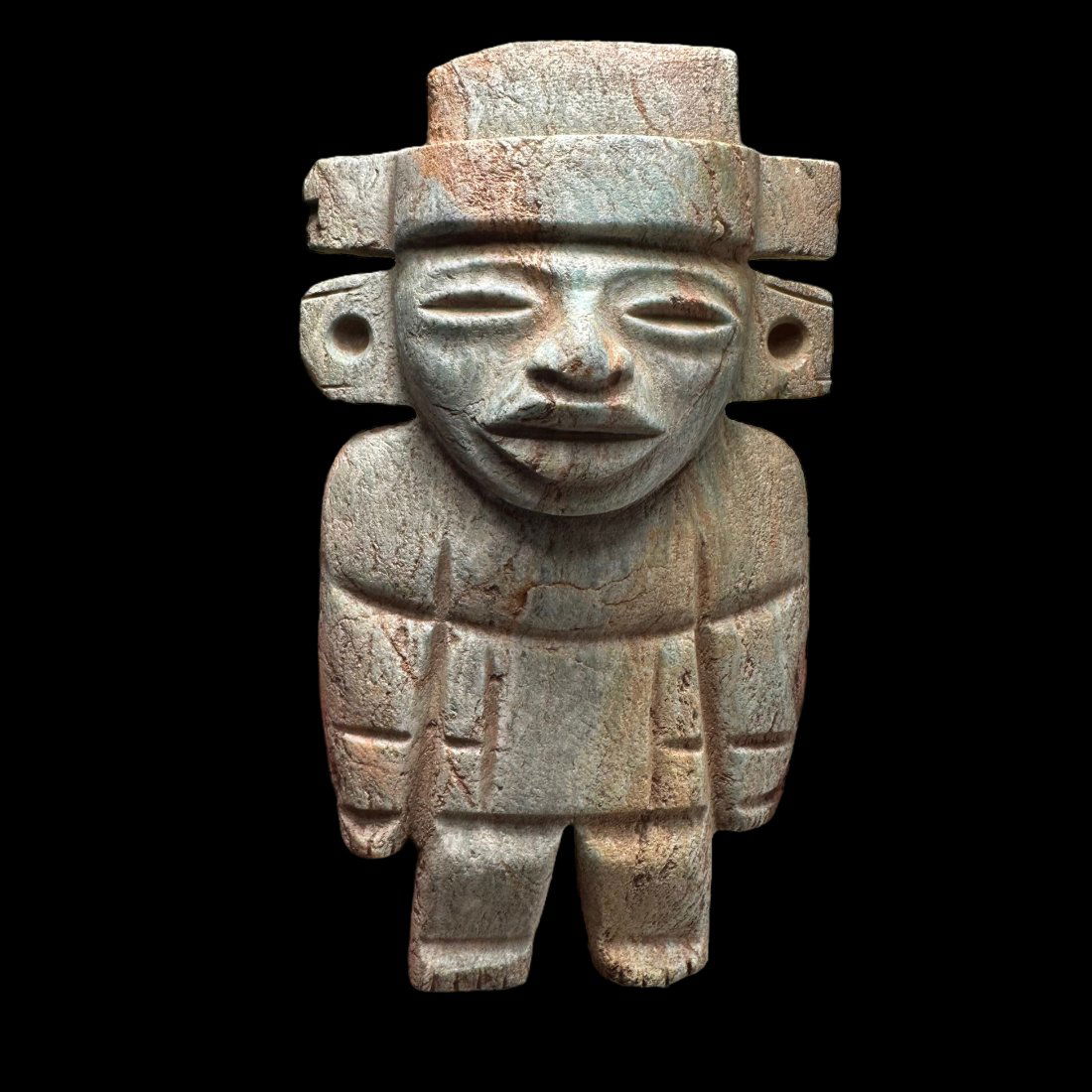 Pre-Columbian Teotihuacan green stone slab figure (1 of 4)