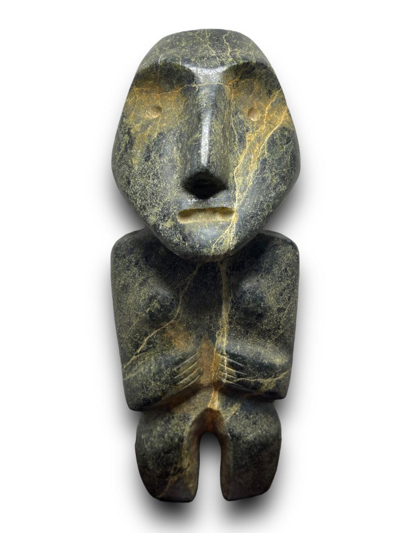 Large Pre-Columbian Chontal female green stone figure (1 of 4)