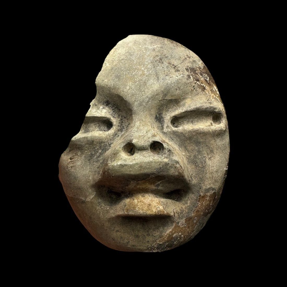 Pre-Columbian Olmec stone head fragment - Ex. Museum (1 of 2)