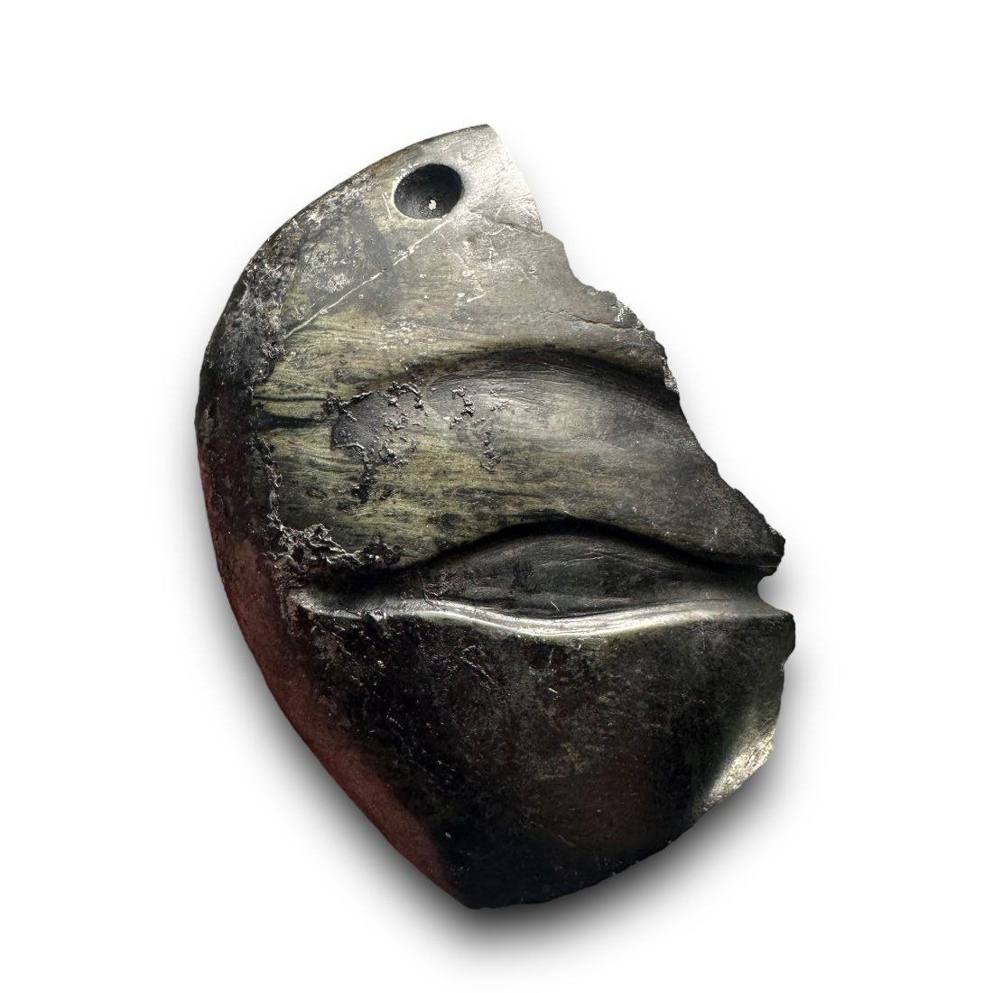 Pre-Columbian Olmec green stone fragment - Ex. Museum (1 of 2)