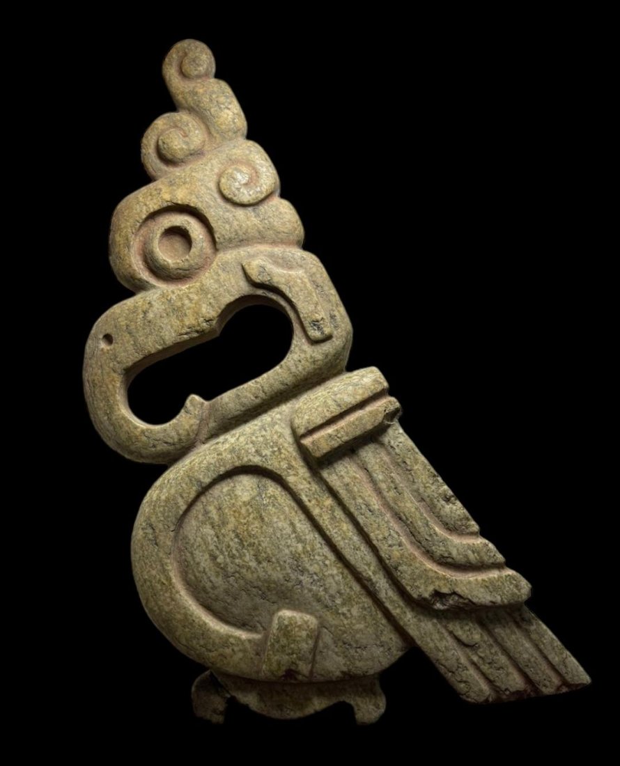 Pre-Columbian Veracruz green stone bird hacha (1 of 3)