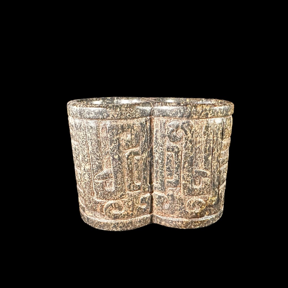 Pre-columbian Chavin incised double stone container (1 of 4)