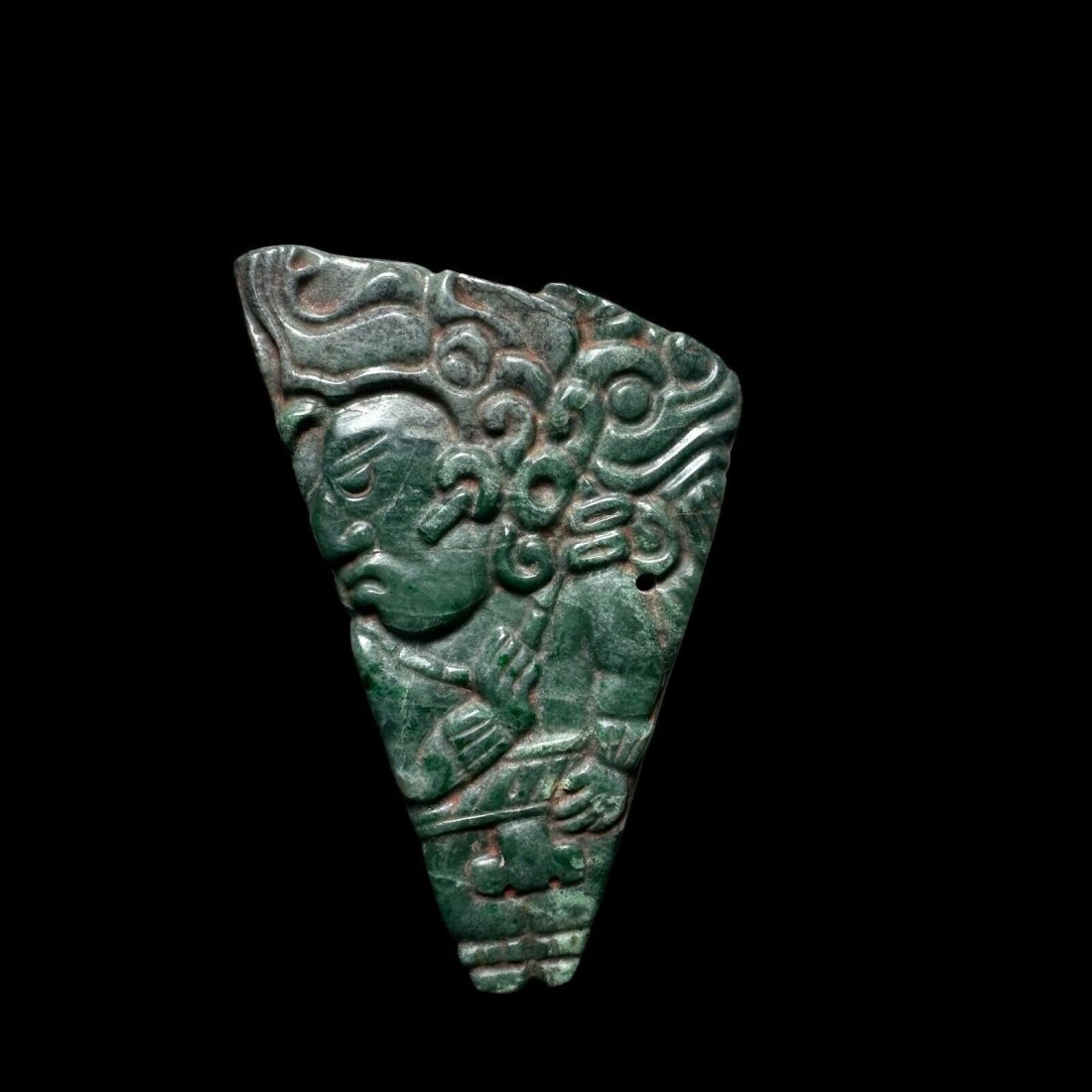 Pre-Columbian Mayan jade figure pectoral pendant (1 of 2)