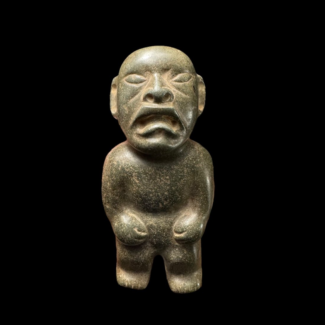 Pre-Columbian Olmecoid standing green stone figure (1 of 4)