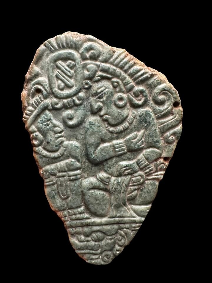 Large Pre-Columbian Mayan jade petoral (1 of 5)