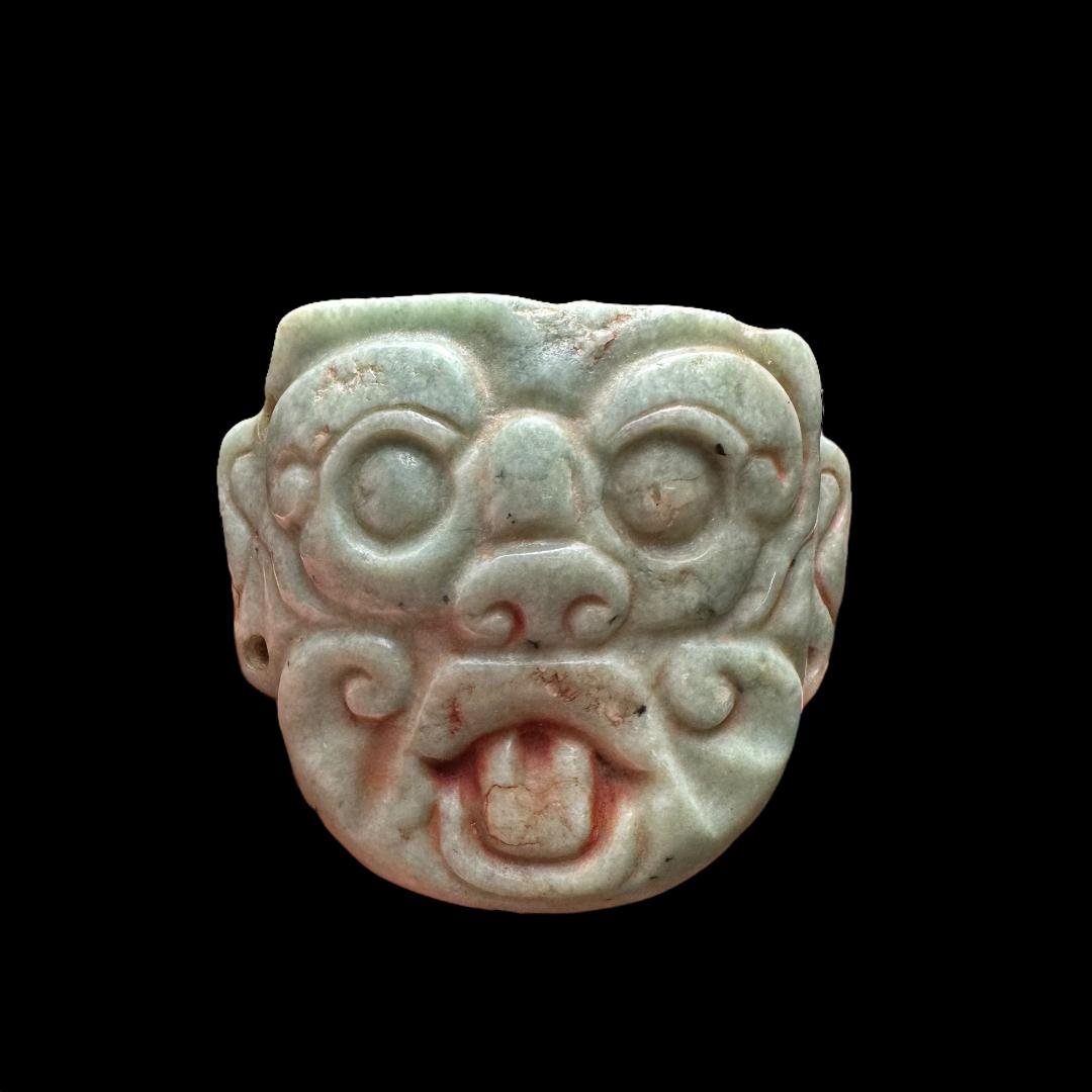 Pre-Columbian Maya jade monkey maskette (1 of 2)