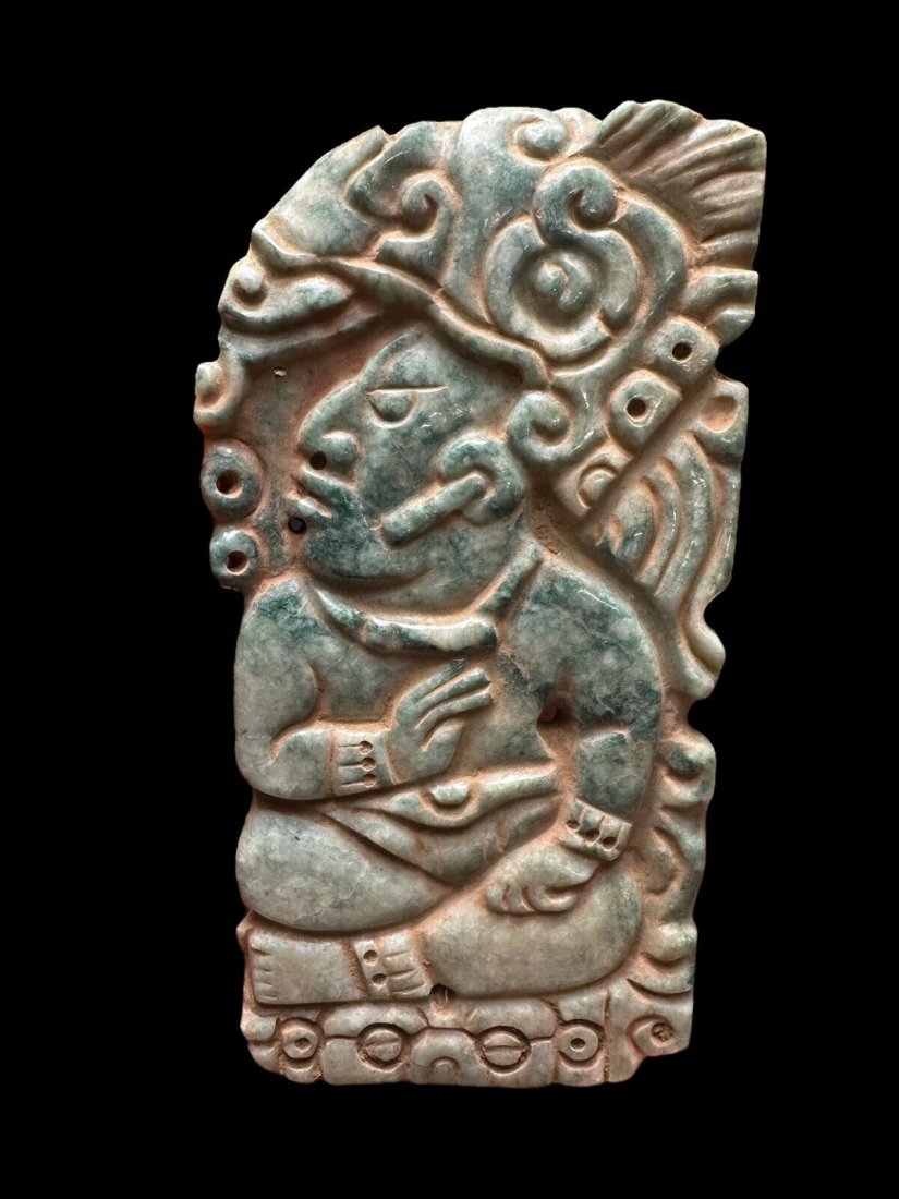 Large Pre-Columbian Mayan jade plaque (1 of 2)
