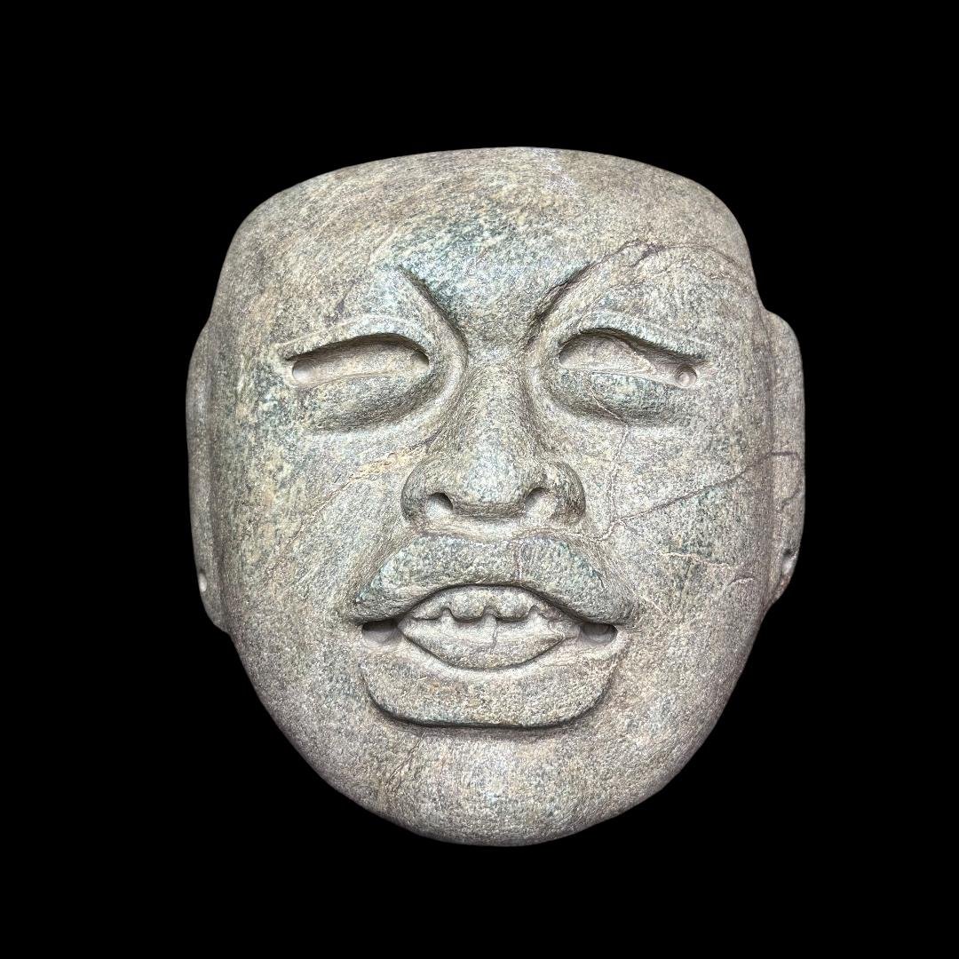 Pre-Columbian Olmec green stone mask (1 of 2)